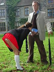 Student Gives A Head To Her Teacher In University Garden