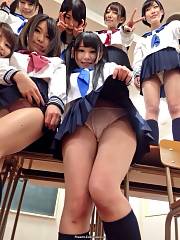 Japanese Students Under Skirt Panties Tease