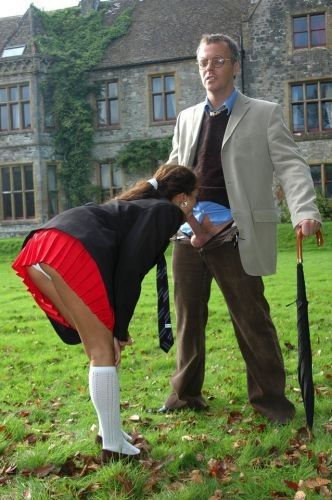 Student Gives A Head To Her Teacher In University Garden
