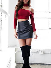 Sexy In Red Top & Black Skirt