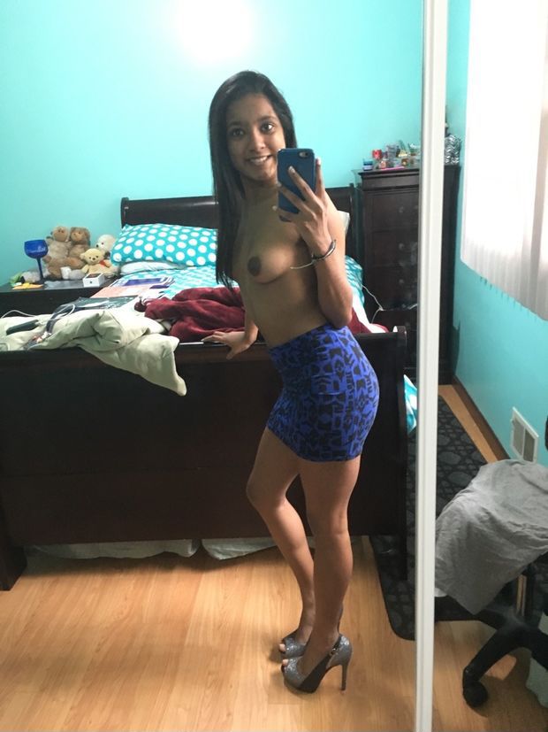 Topless Desi Selfie In Tight Skirt & High Heels
