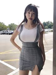 Busty Oriental Rocking Skirt With Suspenders