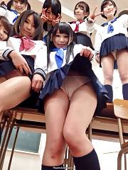 Japanese Students Under Skirt Panties Tease