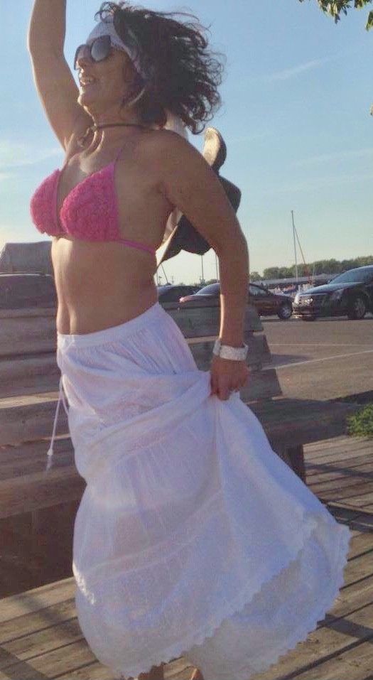 Sexual Bikini Mom In Long Skirt Catches A Breeze